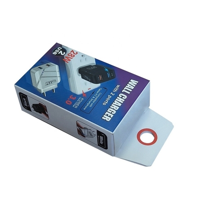 Buy Fast Charger Quick Charger Packing Paper Box , Ivory Board Packaging Gift Boxes With Hook online manufacture