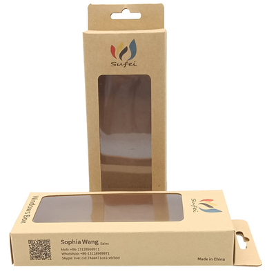 Beli Kotak Kemasan Elektronik Kekuatan Tinggi Logo Kustom Kotak Kertas Kraft Coklat Dengan Jendela Bening online manufacture