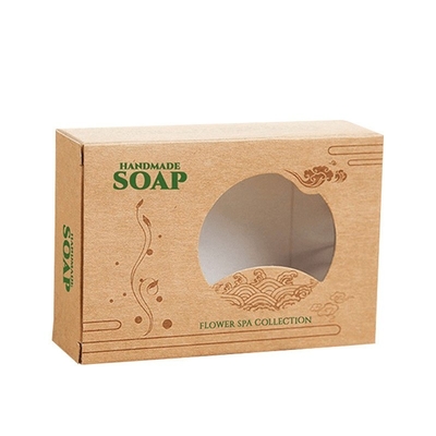 Beli Kothak kado sabun kecil khusus yang ramah lingkungan Kemasan karton dengan jendela Kothak kertas kraft untuk sabun buatan sendiri online manufacture