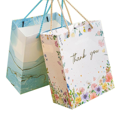 comprar Bolsa de compras para embalaje de pastel de flores, bolsa de papel dura personalizada con ventana transparente online manufacture