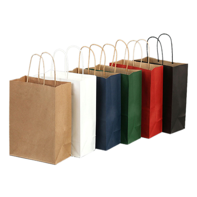 Buy Biodegradable Brown Kraft Paper Bags / Takeaway Food Delivery Bags White Gift Shopping Bag online manufacture