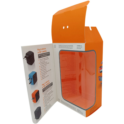 kaufen Reiseadapter Verpackung Papierbox Magnetische Flip Top Box Verpackung mit Haken / Fenster online manufacture