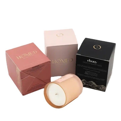 Auto Lock Bottom Folding Candle Packaging  Box  With Gold Foil Stamping Embossing Logo